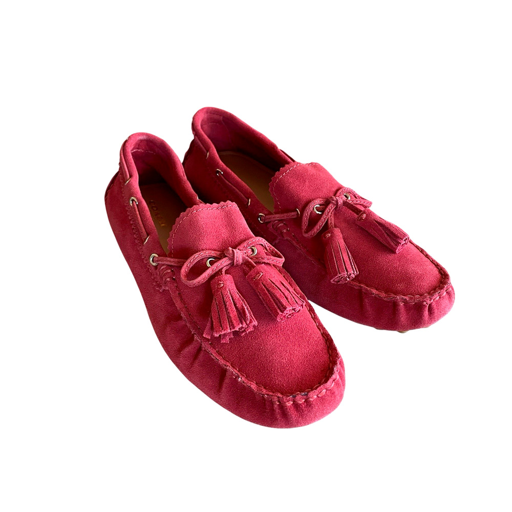 COACH Nadia Size 9.5B Red Suede Tassels Moccasins Slip-On Driving Loafers Women